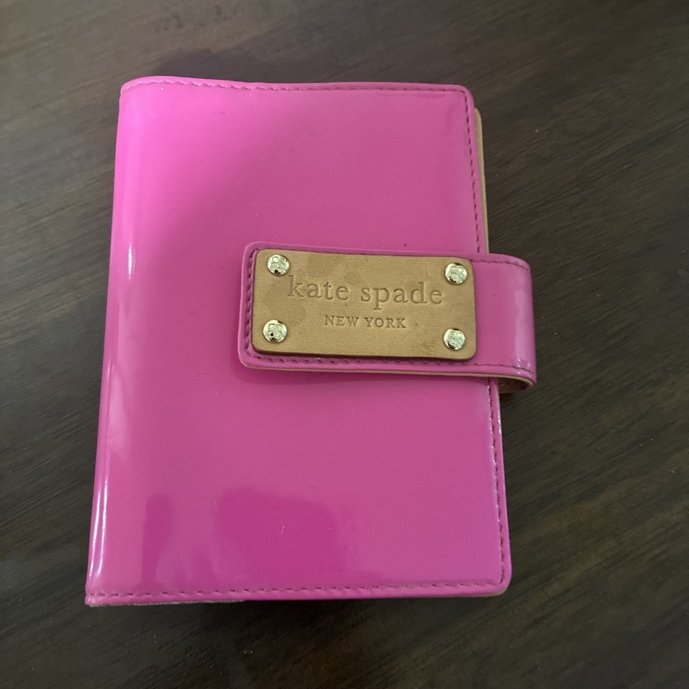 Kate Spade New York System Planner cover Pink And Tan Leather, inside 6 ring